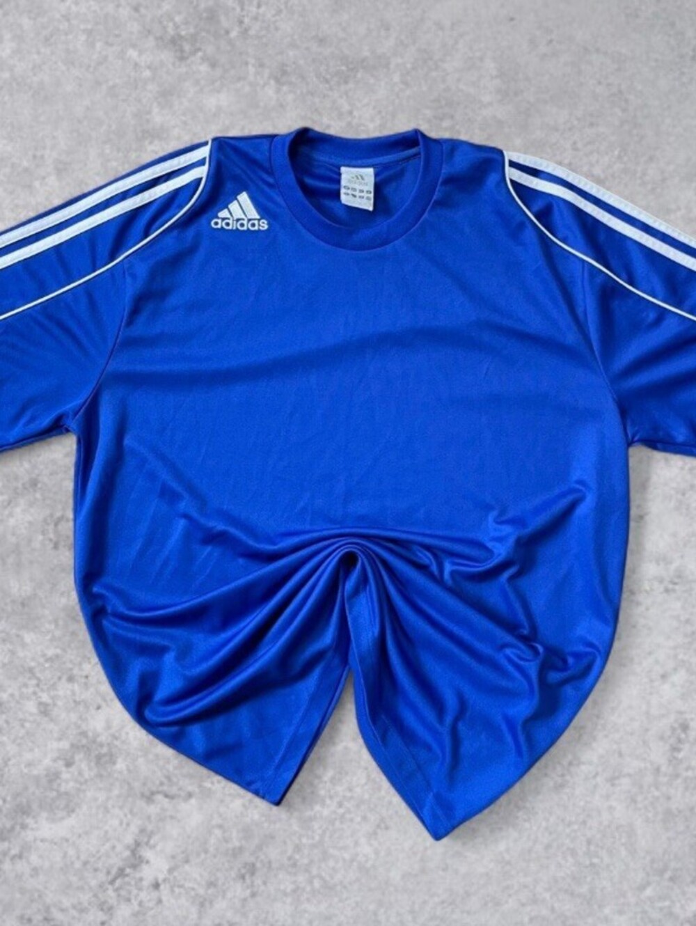 Adidas Men’s Large Royal Blue 3-Stripes Athletic Training Shirt ClimaLite Gym